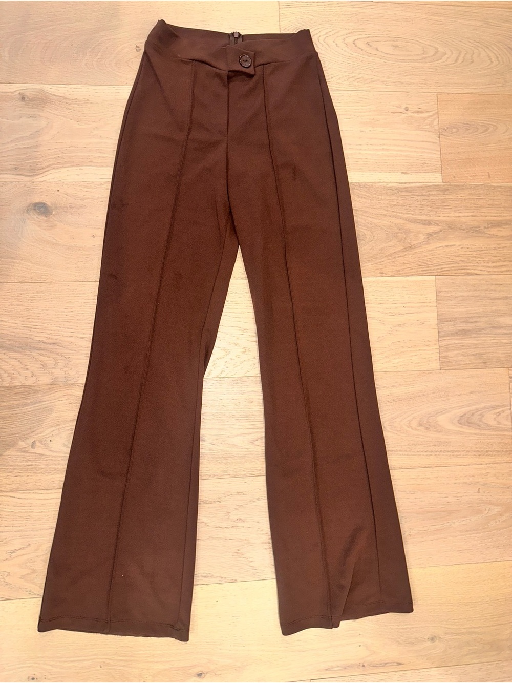 Brown High-Rise Tailored Flare Pants